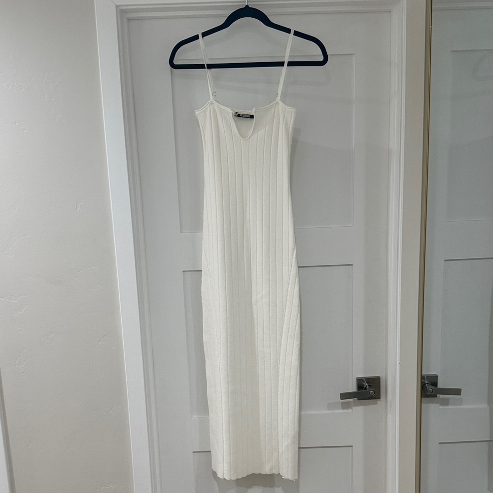 Jacquemus La Robe Sierra Bretelles Ribbed-knit Midi Dress